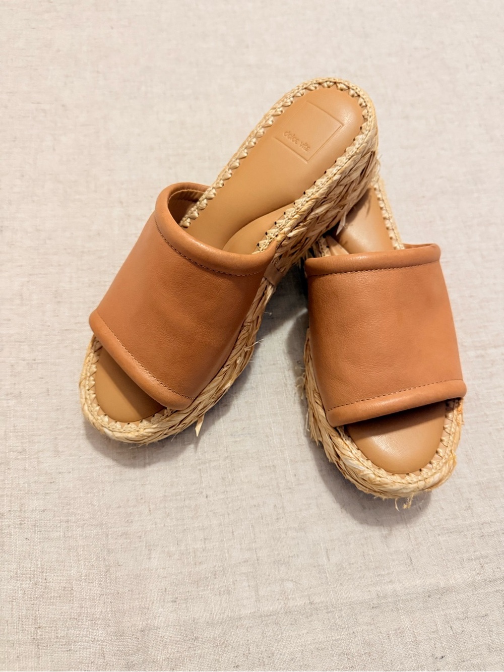 Dolce Vita Brown Leather Espadrille Slide Platforms
